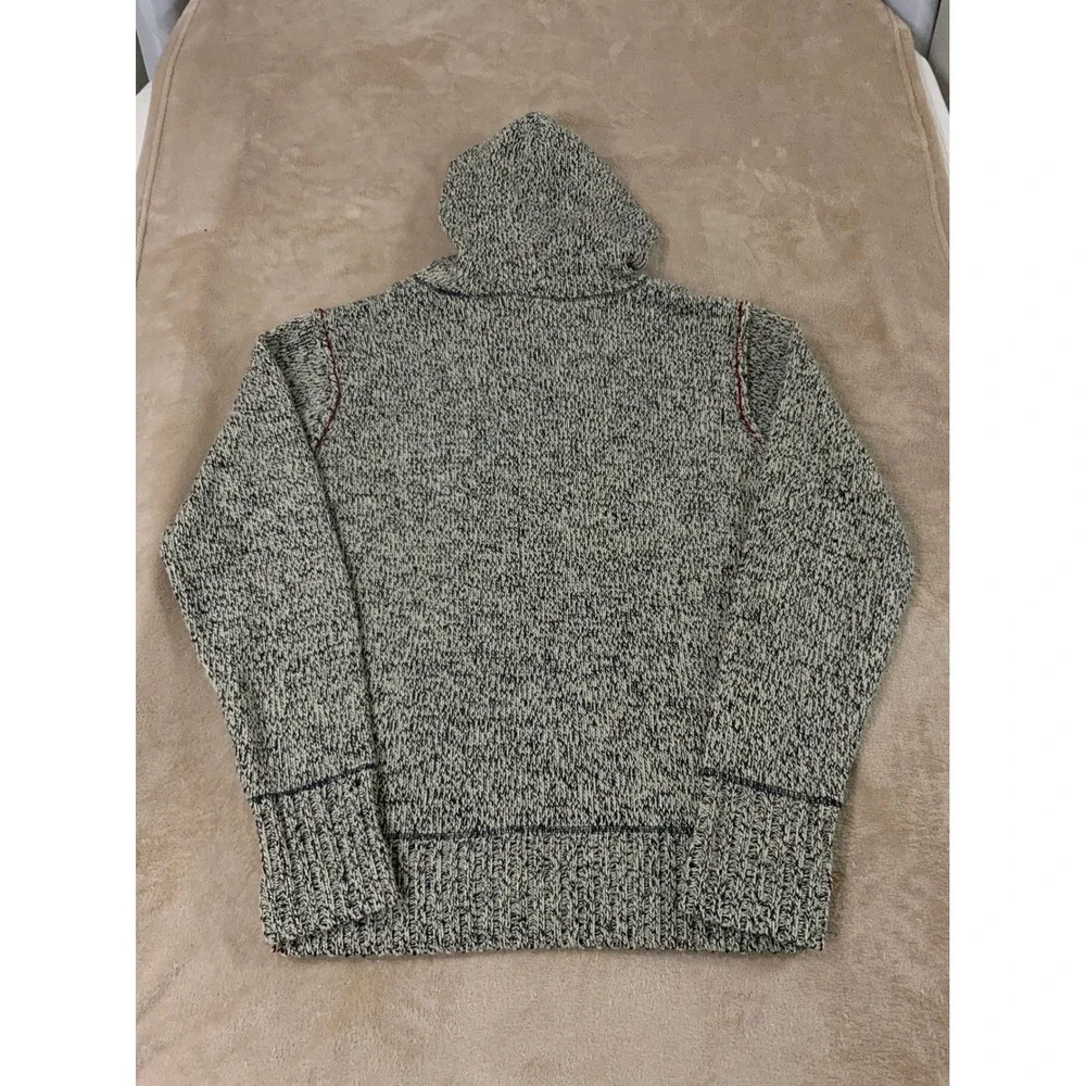 Projek Raw Knit Hoodie sweatshirt Mens Medium Black white Wool Elbow Patches EUC - Picture 2 of 9